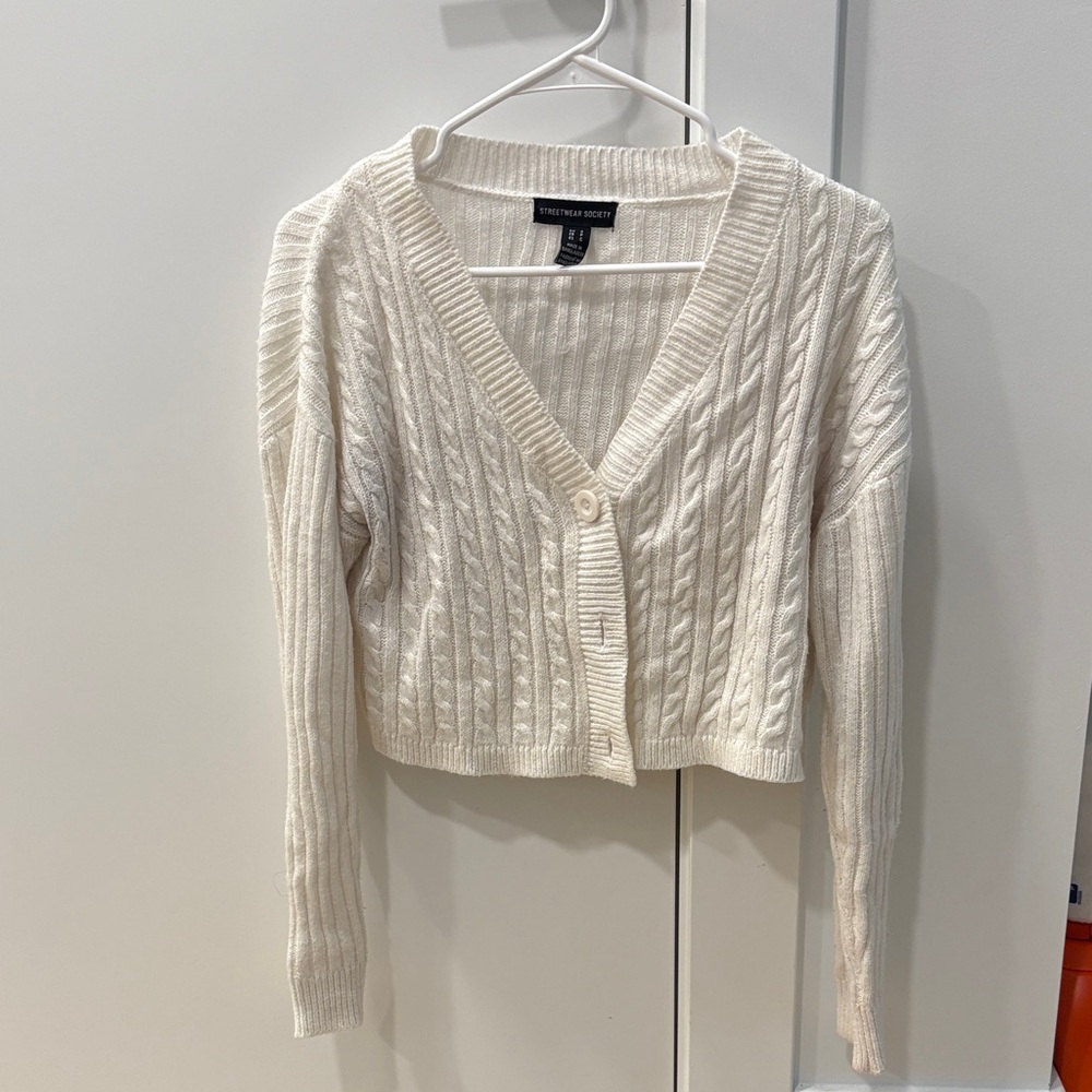 Urban Planet White Cable Knit Cardigan